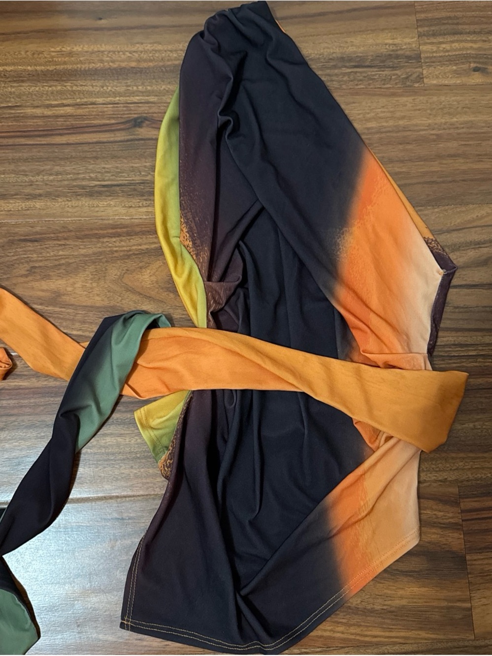 Zara Black-to-Orange Gradient Tie-Front Tunic